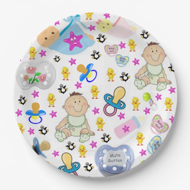 Plato De Papel Placas de papel Binky Pacifier (Anverso)