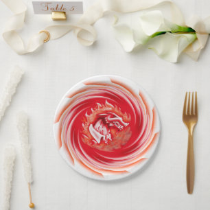 Plato De Papel Placas de papel blanco Wild Wolf Whirling