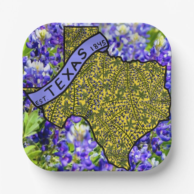 Plato De Papel Placas de papel Bluebonnet de Texas (Anverso)