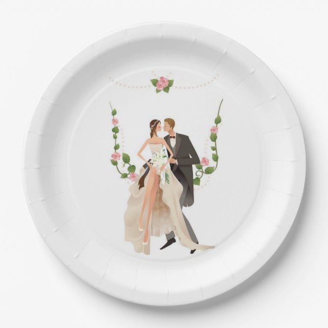 Plato De Papel Placas de papel boda (Anverso)