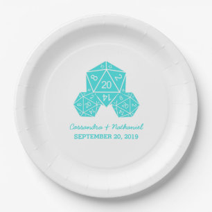 Plato De Papel Placas de papel Boda Aqua D20 dados