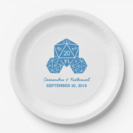 Plato De Papel Placas de papel Boda Blue D20 dados