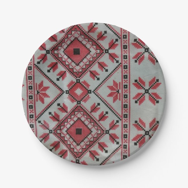 Plato De Papel placas de papel boda con motivos rojos y negros (Anverso)