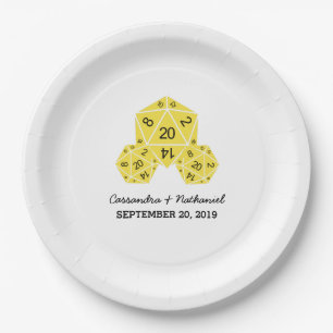 Plato De Papel Placas de papel Boda D20 de color amarillo