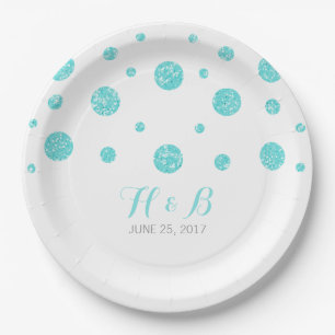 Plato De Papel Placas de papel Boda de confetti Purpurina turques