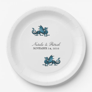 Plato De Papel Placas de papel Boda de Dragón Azul