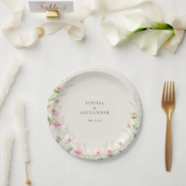 Plato De Papel Placas de papel Boda de flores silvestres