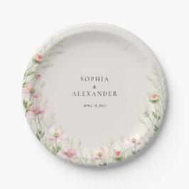 Plato De Papel Placas de papel Boda de flores silvestres