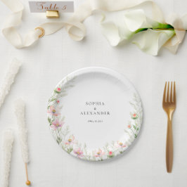 Plato De Papel Placas de papel Boda de flores silvestres