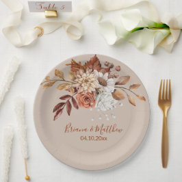 Plato De Papel Placas de papel Boda de Taupe de Bouquet Floral Ca