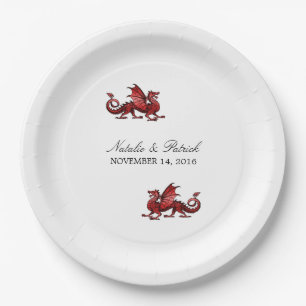 Plato De Papel Placas de papel Boda del Dragón Rojo