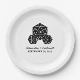 Plato De Papel Placas de papel Boda Ebony D20 Dice