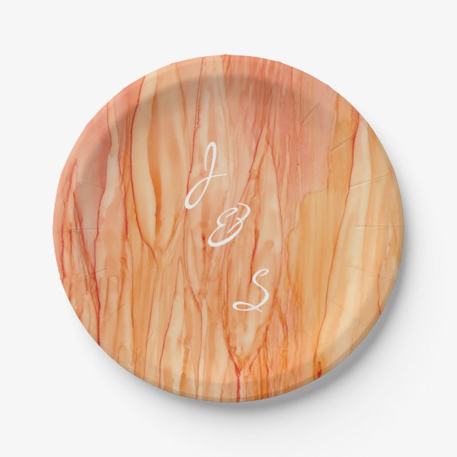 Plato De Papel Placas de papel Boda Flores frescas (Anverso)