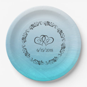 Plato De Papel Placas de papel Boda personalizadas Aqua Blue
