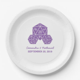Plato De Papel Placas de papel Boda Purple D20 dados