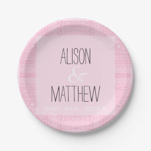 Plato De Papel Placas de papel Boda rosa personalizadas de moda B