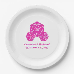 Plato De Papel Placas de papel Boda rosadas D20 dados