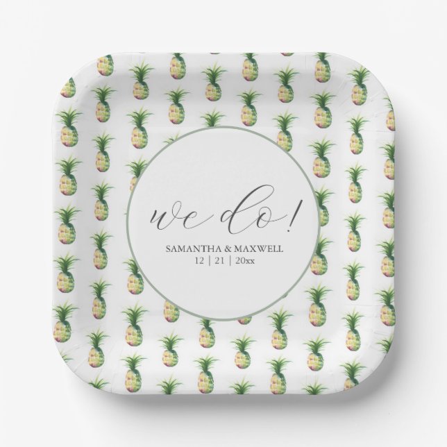 Plato De Papel Placas de papel Boda tropical (Anverso)
