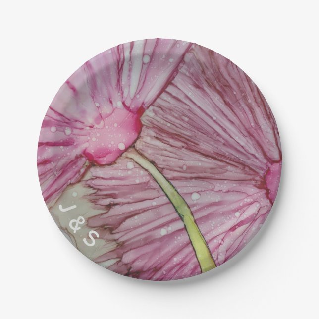 Plato De Papel Placas de papel Boda Turquesa y Lavanderas (Anverso)