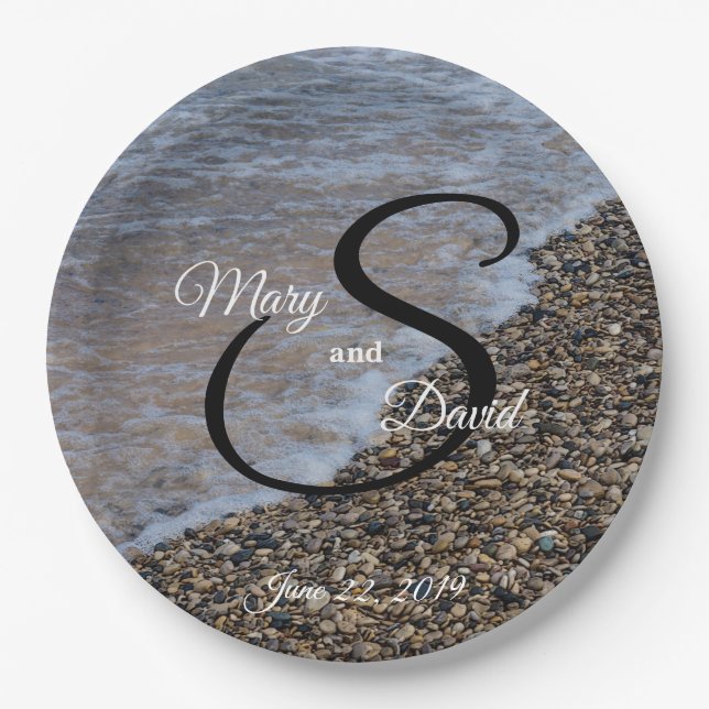 Plato De Papel Placas de papel Boda Wave Ashore (Anverso)