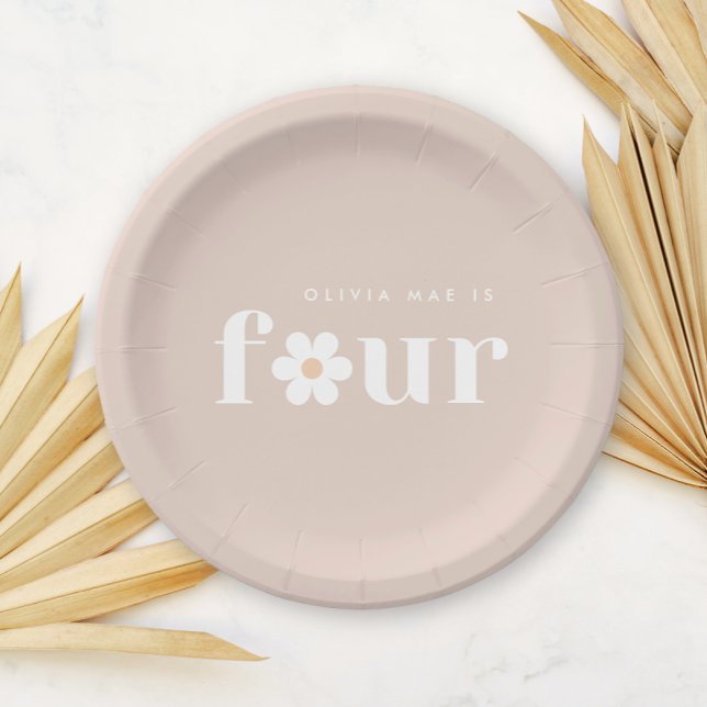 Plato De Papel Placas de papel Boho Daisy Cuarto Cumpleaños (Subido por el creador)