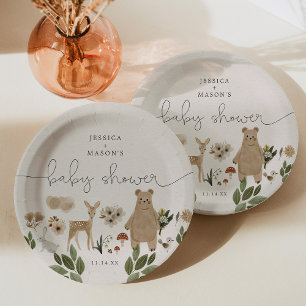 Plato De Papel Placas de papel Boho Woodland Baby Shower