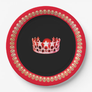 Plato De Papel Placas de papel Bright Red 9" estilo Miss EE.UU.