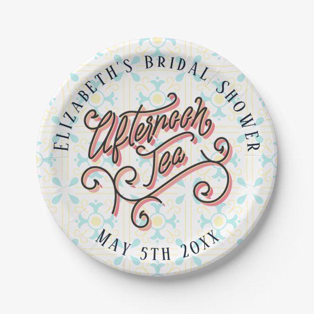 Plato De Papel Placas de papel caprichosas del té de tarde (Anverso)