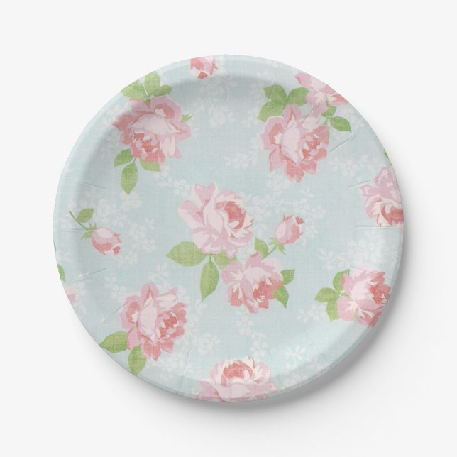 Plato De Papel Placas De Papel Chic Floral Shabby (Anverso)