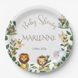 Plato De Papel Placas de papel Chica Safari Baby Shower