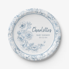 Plato De Papel Placas de papel Chinoiserie Baby Shower - Azul tur