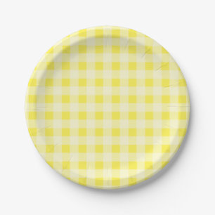 Plato De Papel Placas de papel comprobadas amarillo del modelo de