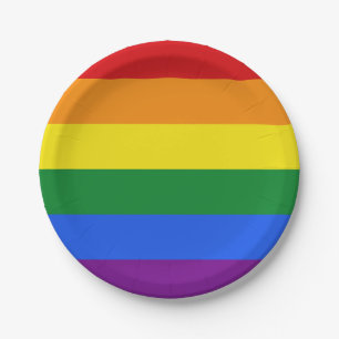 Plato De Papel Placas de papel con bandera arco iris