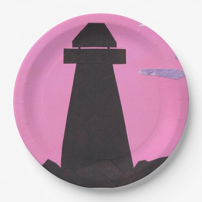 Plato De Papel Placas de papel con diseño de faro (Anverso)