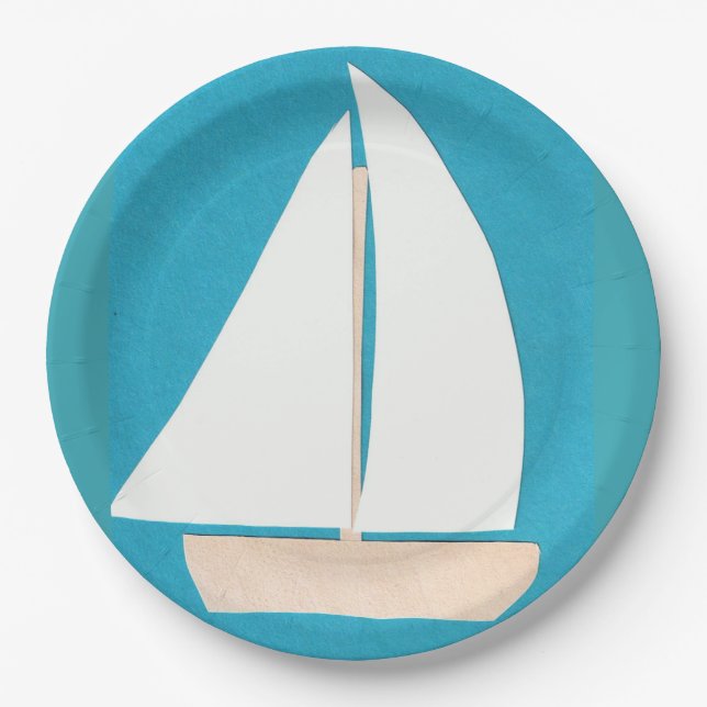 Plato De Papel Placas de papel con diseño de velero (Anverso)