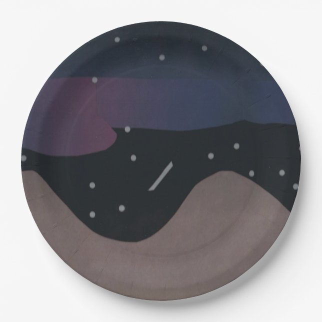 Plato De Papel Placas de papel con diseño nocturno estelar (Anverso)