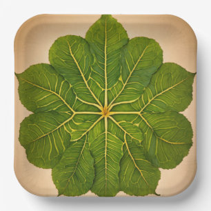 Plato De Papel Placas de papel con diseños de hoja