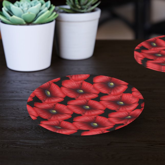 Plato De Papel Placas de papel con motivos florales de adormidera (Poppy pattern paper plate perfect for your parties. Pop some snacks on them today!)