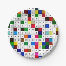 Plato De Papel Placas de papel con tema del crucigrama que acampa