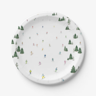 Plato De Papel Placas de papel con temas de esquí y snowboard