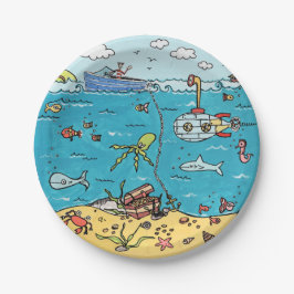 Plato De Papel Placas de papel con temas de vida marina