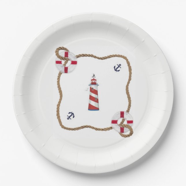 Plato De Papel Placas de papel con temas náuticos (Anverso)