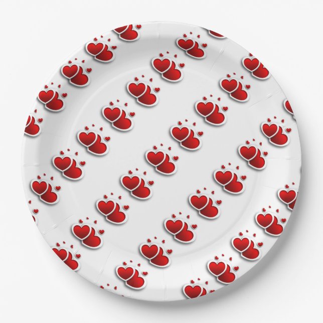 Plato De Papel Placas de papel/Corazón rojo (Anverso)