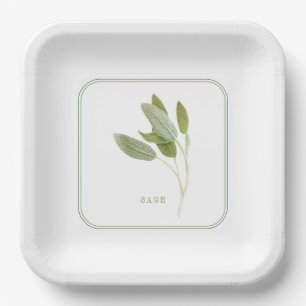 Plato De Papel Placas de papel cuadradas FRESH SAGE 9"