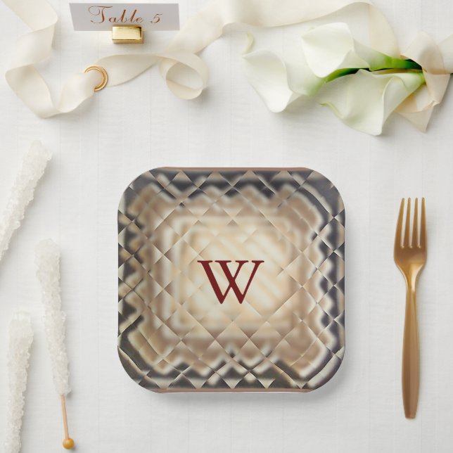 Plato De Papel Placas de papel cuadradas-W dimensionales (Boda)