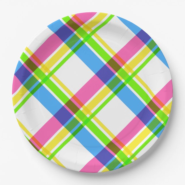 Plato De Papel Placas de papel cuadrado alegres y brillantes (Anverso)