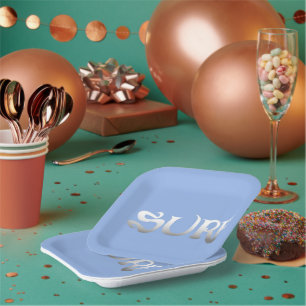 Plato De Papel Placas de papel cuadrado azul surf