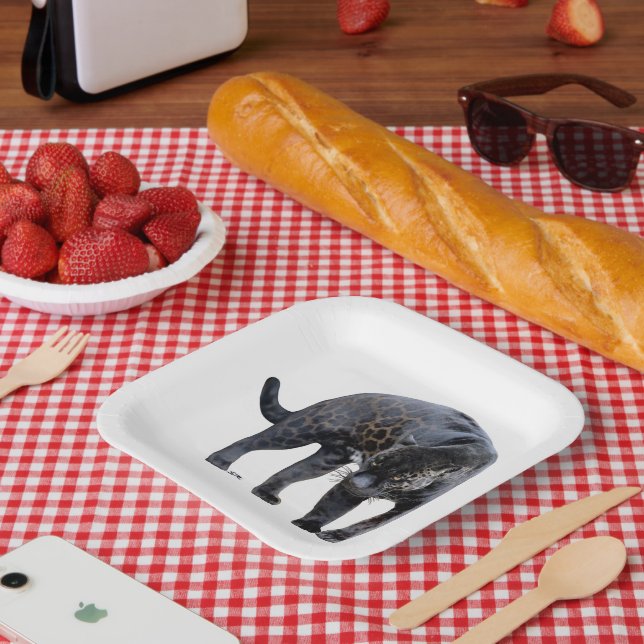 Plato De Papel Placas de papel cuadrado blanco de Jaguar Diablo (Picnic)