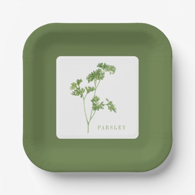 Plato De Papel Placas de papel cuadrado de 7" FRESH PARSLEY - Ver (Anverso)