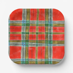 Plato De Papel Placas de papel cuadrado MAC BAIN TARTAN